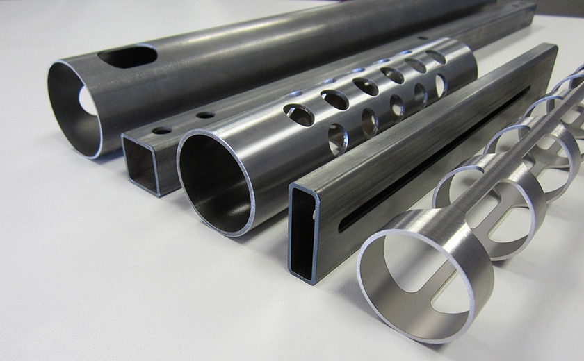 Round, square and rectangular tubes with laser-cut holes, slots and windows